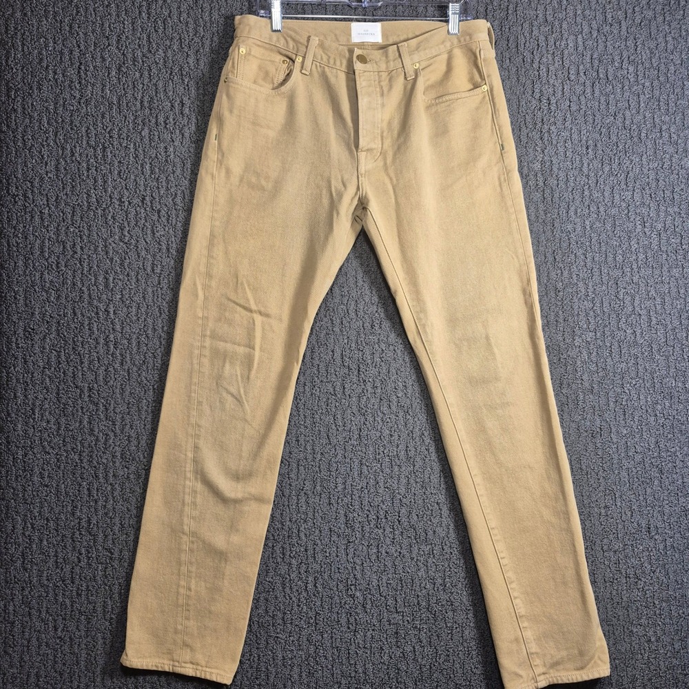 Sid Mashburn Canvas Pants Men 33/32 Tan 5-Pocket Button Fly Made in USA